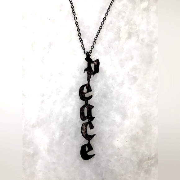 Hand Crafted Jewelry - Peace Necklace Handcrafted Brass 16-18 inches long